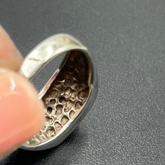 Native Vintage Sterling Silver Oval Bezel Turquoise Ring Openwork Band Size 8 - Picture 13 of 15